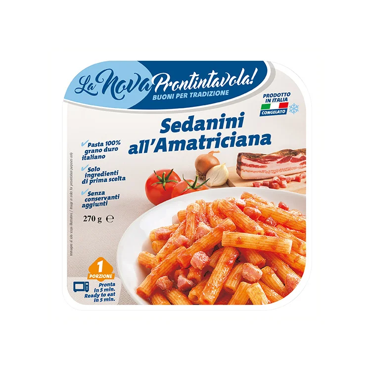 
Precooked Ready To Eat Frozen Dry Pasta Sedanini With Amatriciana Sauce 