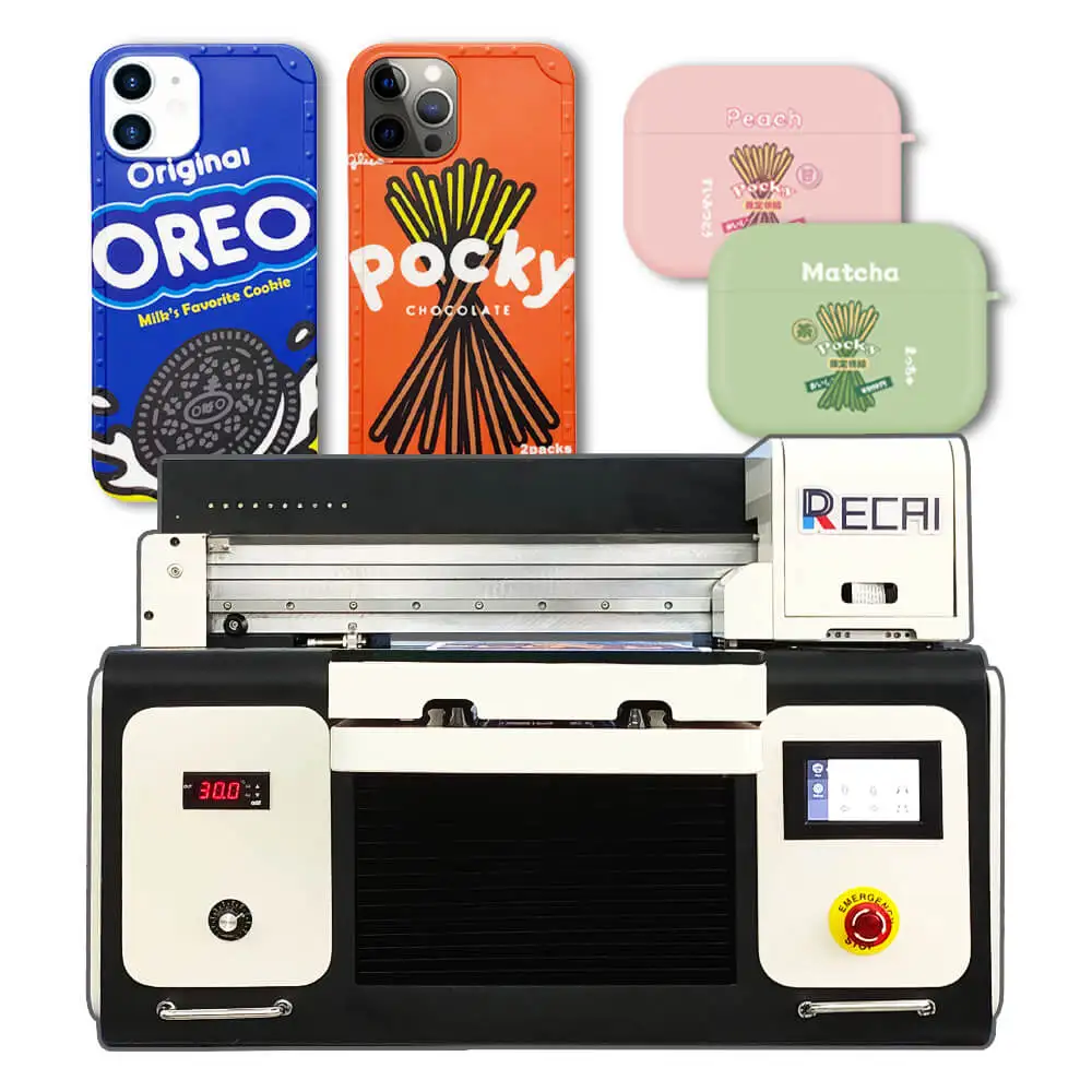 High Quality RECAI Small Digital A3 Size UV Printer UV Flatbed Printer for phone case with RIP Software