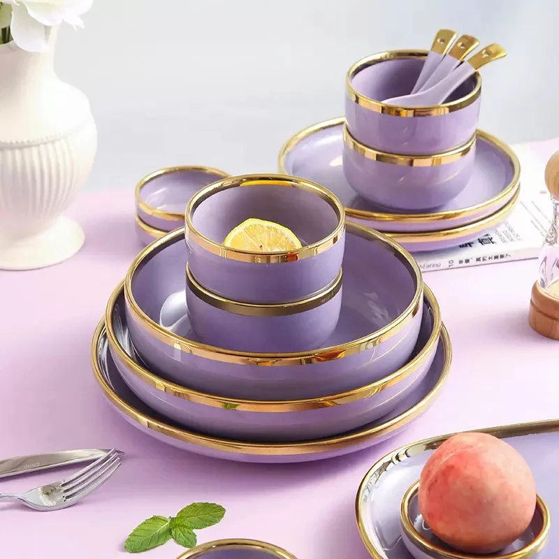 Wholesale Purple Plate Set Dinnerware Set Plates Sets Dinnerware Ceramic