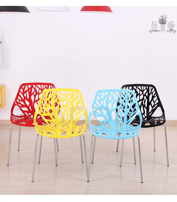 Modern Striking Birds Nest Side Metal Birch Dining Chairs for Restaurants and Coffee shop