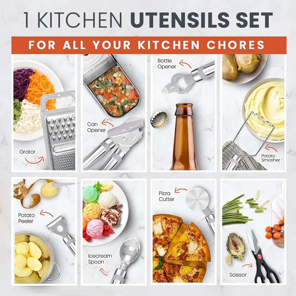 TOALLWIN kitchen tools gadgets household silicone kitchen utensils kitchen set wholesale silicone cooking utensils with holder