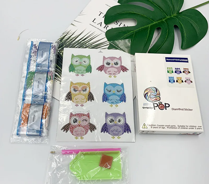 
Paint by numbers 5D diamond painting kits easy for kids arts and crafts owl making sticker 