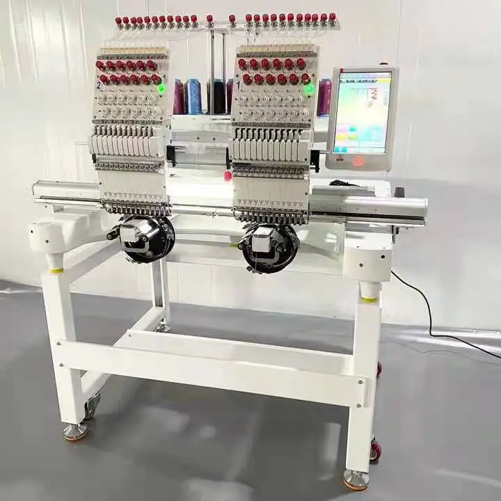refurbished industrial automatic 15 12 head embroidery machine price in india for usb reader linker hoop sale with 2heads