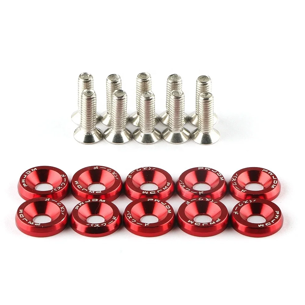 Anodized Color Countersunk Fasteners Set Car Modification Password JDM Aluminum M6 M8 Fender Washers With Bolts