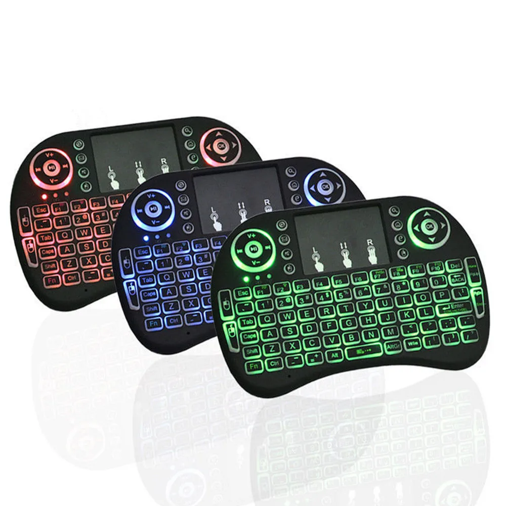 Русский Иврит Английский Оригинальный i8 Мини-Клавиатура 2,4G беспроводная сенсорная панель с 7 видов цветов подсветки воздуха пульт дистанционного управления 2,4G Клавиатура