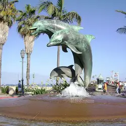 modern metal bronze /brass dolphin statue water fountain for pool