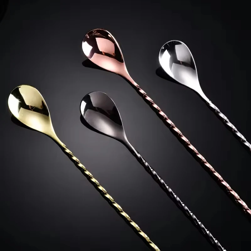Hot sell Stainless Steel Bar Cocktail Mixing Spoon Stirrers Cocktail Shaker Spoon With Twist Handle
