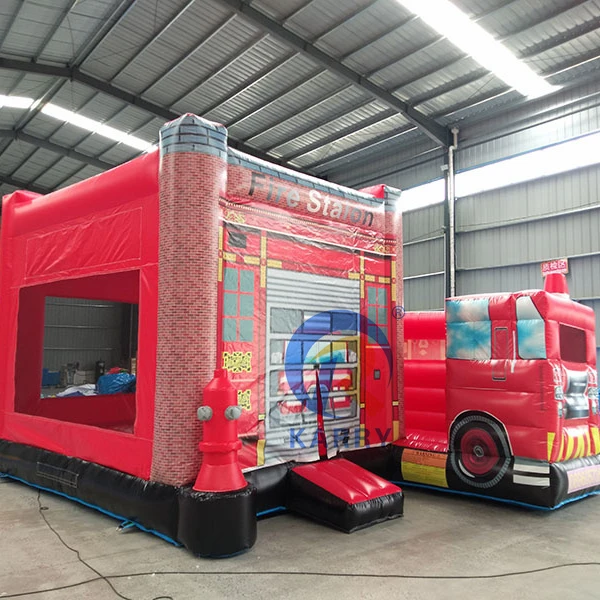 Fire station truck inflatable bounce house slide Combo inflatable Bouncy Castle /Bouncer for party Rentals