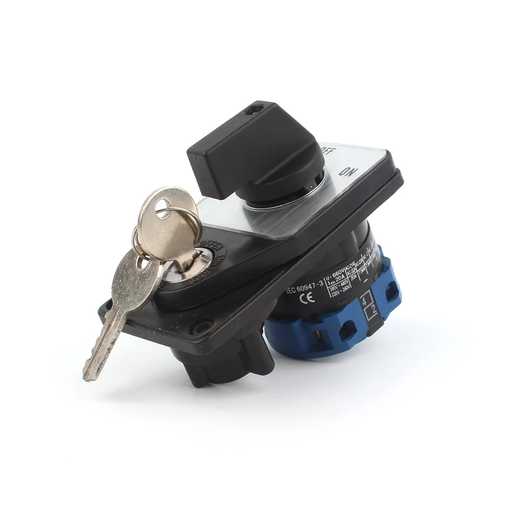 LW26S series key lock rotary cam switch 20A 25A 32A  2P 3P 4P Changeover Rotary Cam Switch