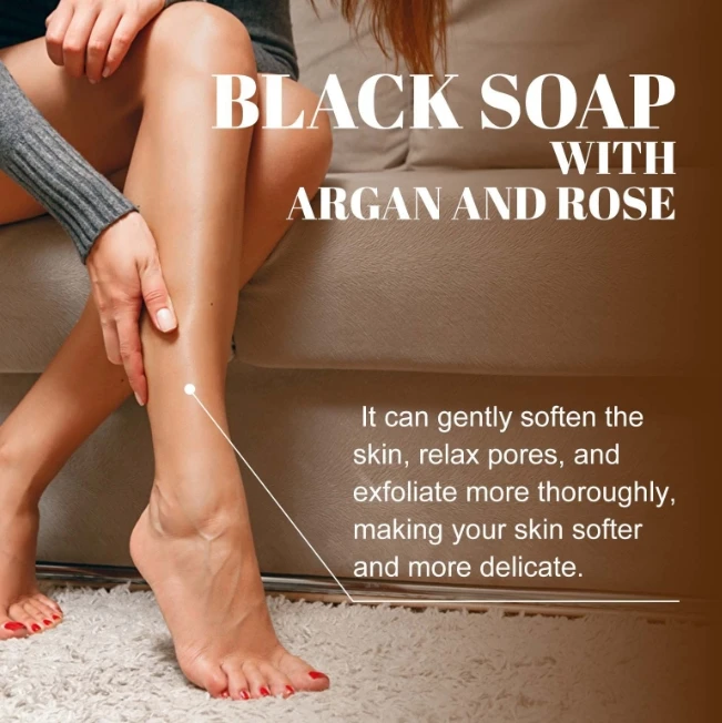 Wholesale African Black Soap Bar With Moroccan Argan And Rose Body Scrub Purifying Cleansing Exfoliating Beauty Products