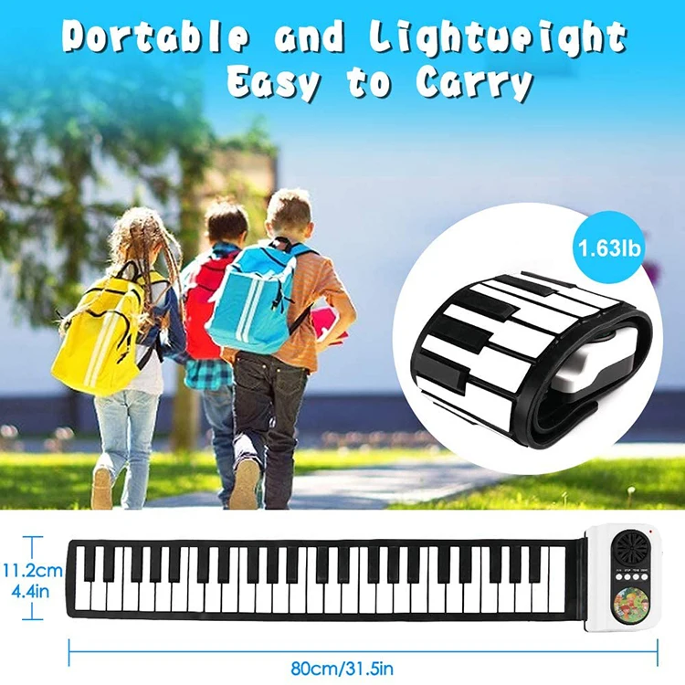 Electronic Flexible Roll Up Midi Music Kids Toy Digital Keyboard Kick Mini Piano