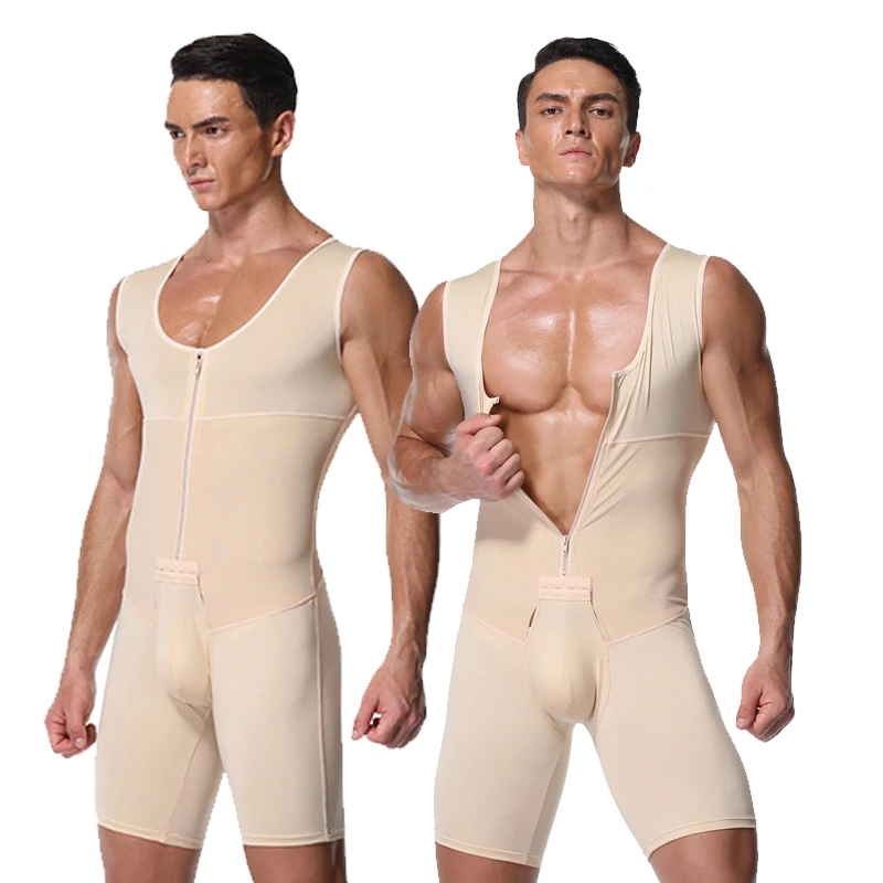 
Wholesale High Quality men Zipper shapewear bodysuit Sport Absorb sweat Compression Adjustable open Crotch body shaper 