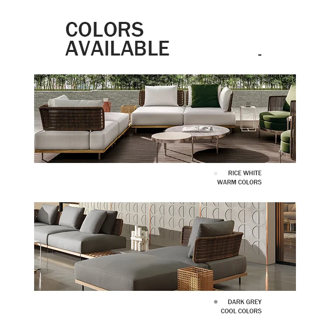 Factory Prices Luxury Villa Modern Outdoor Furniture Aluminum Waterproof Teak Sofas Set Patio Sofa Wood Garden Furniture