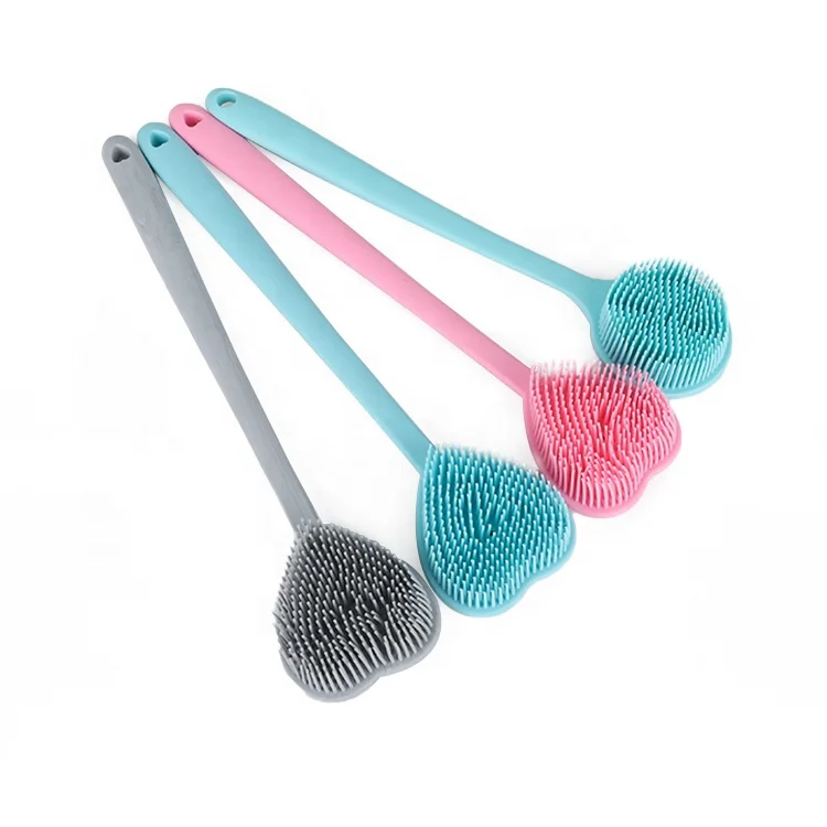 
Silicone Long Handle Bath Shower Brush Double-sided with Ultra Soft Bristles 