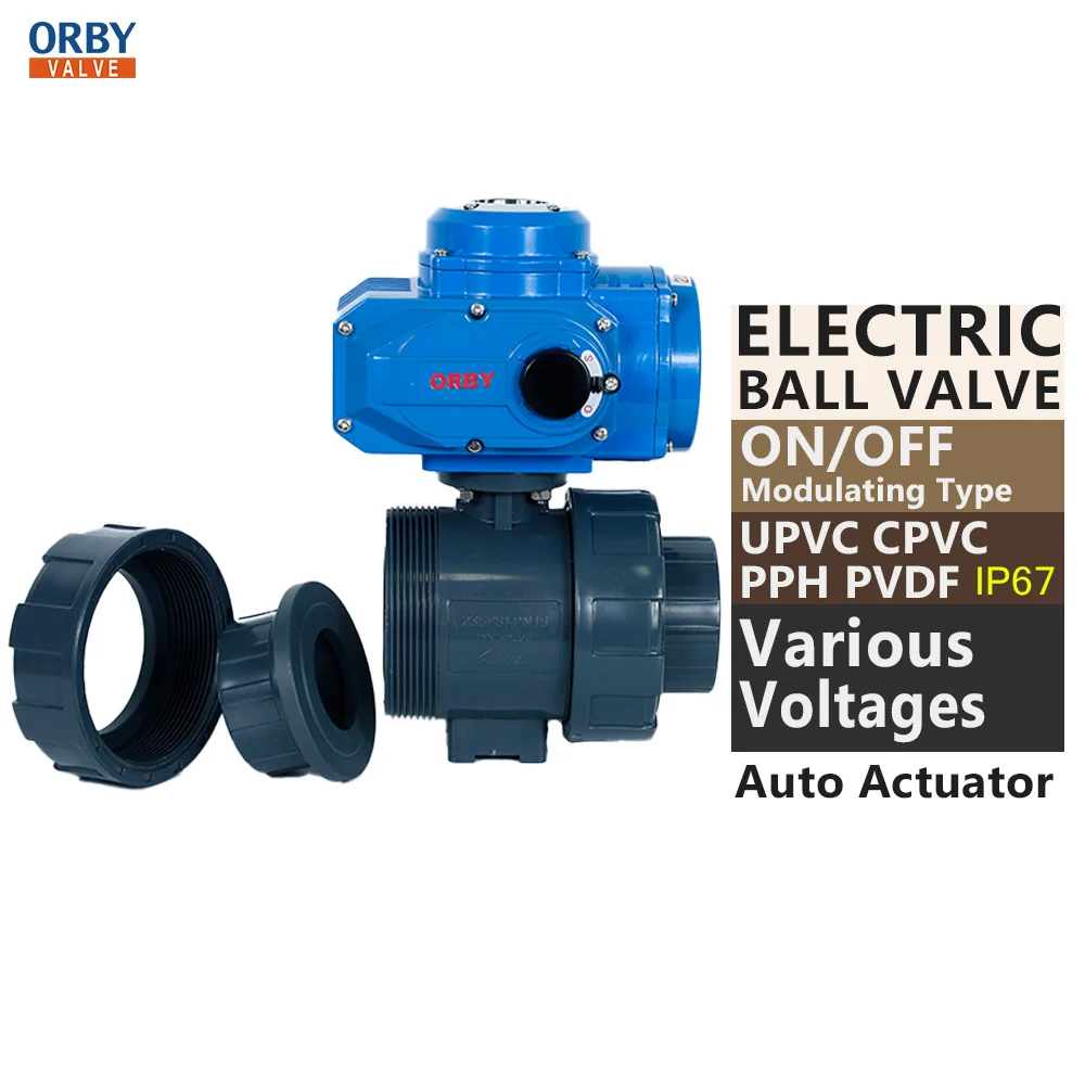 230V PVC Electric Ball Valve Motorized Flow Control UPVC 2-4 Inch True Union Ball 2 Way Valve PN10