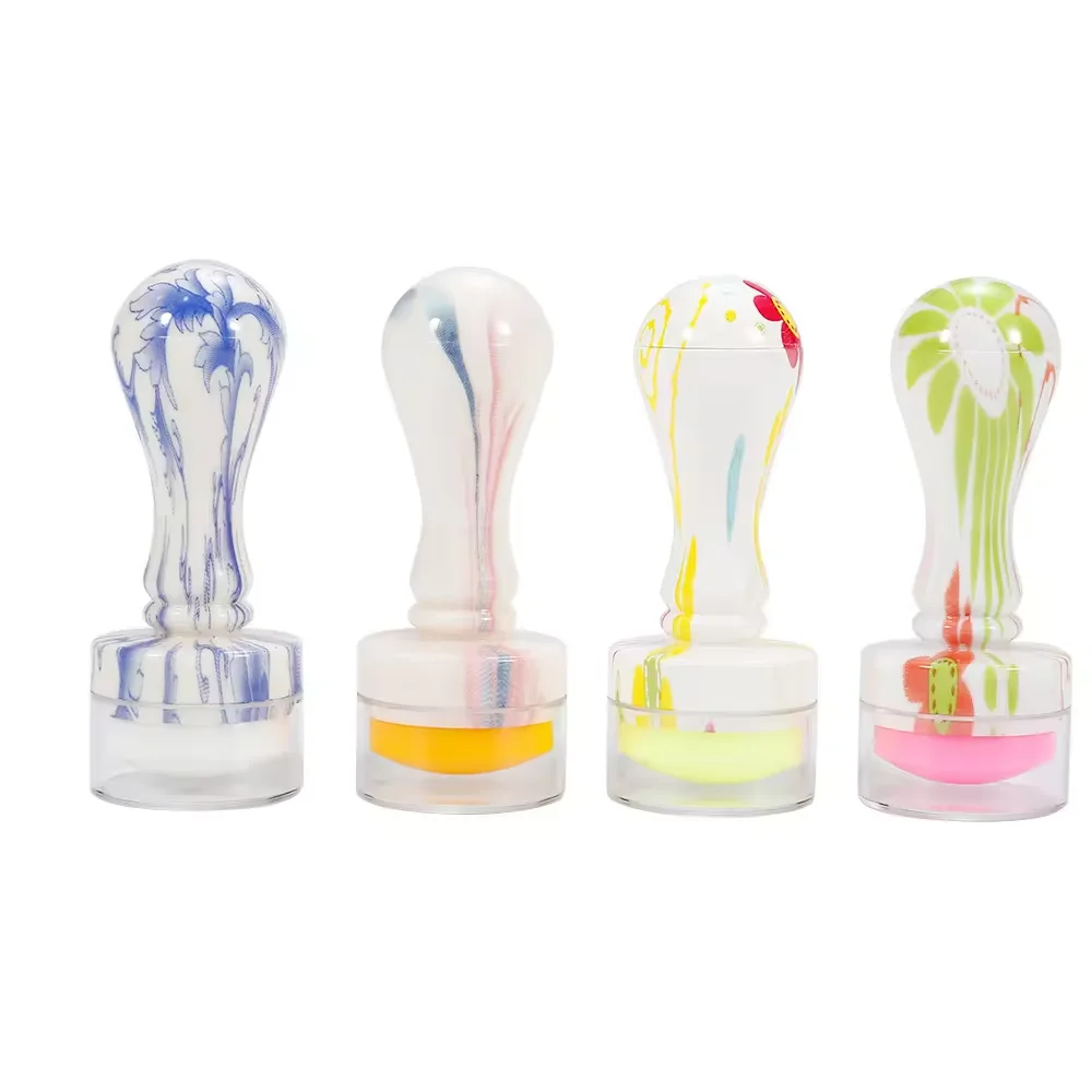 ANGNYA 4 Colors French Seal Printing Nail Stamps Scraper Tool Jelly Silicone Nail Art Stamper Stamping Set