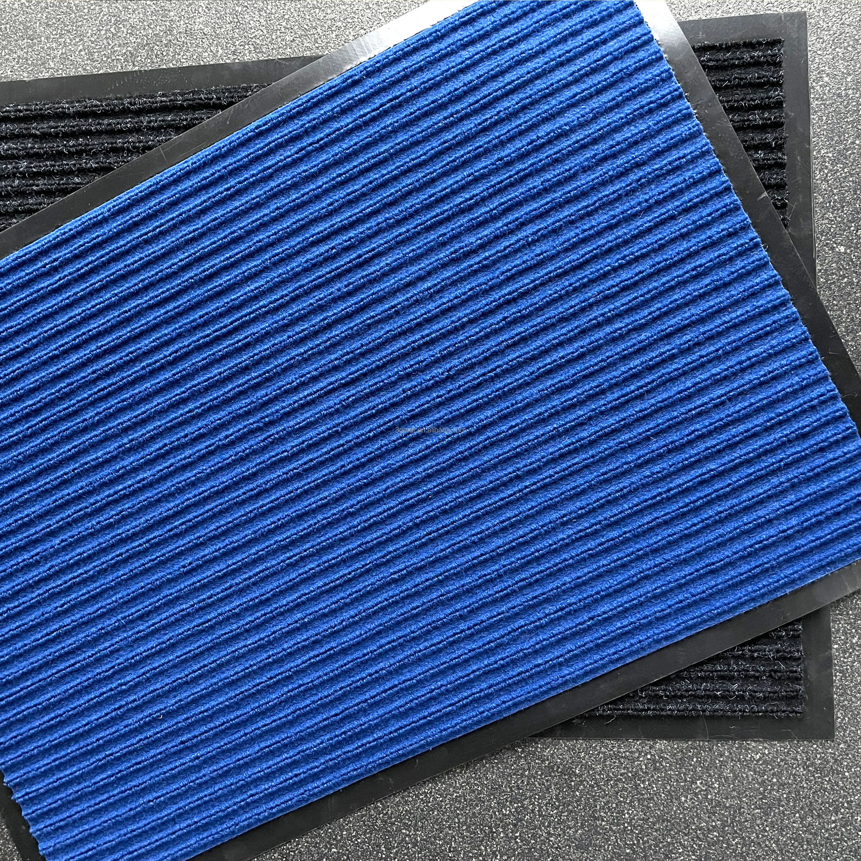 Domestic and commercial use Polyester double stripe carpet mat with anti slip backing