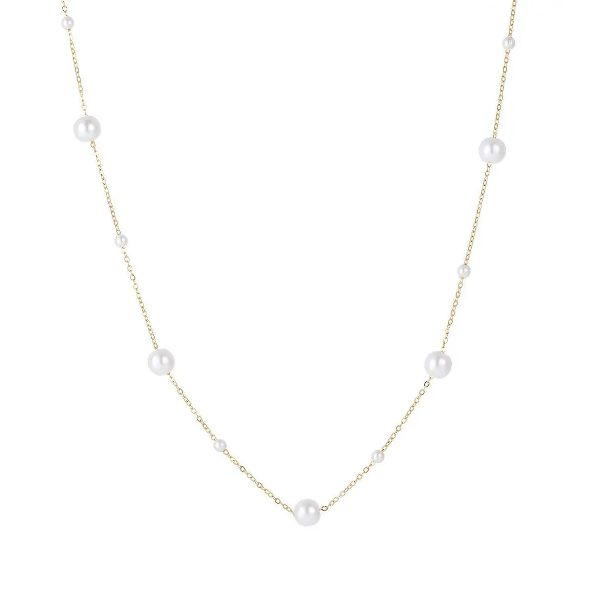 Adjustable Stainless Steel Pearl Necklace for Women | 18K PVD Gold Clavicle Chain | Elegant Jewelry for Everyday Wear