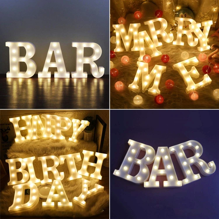 battery operated Plastic Marquee Decor LED Alphabet Letter Lights