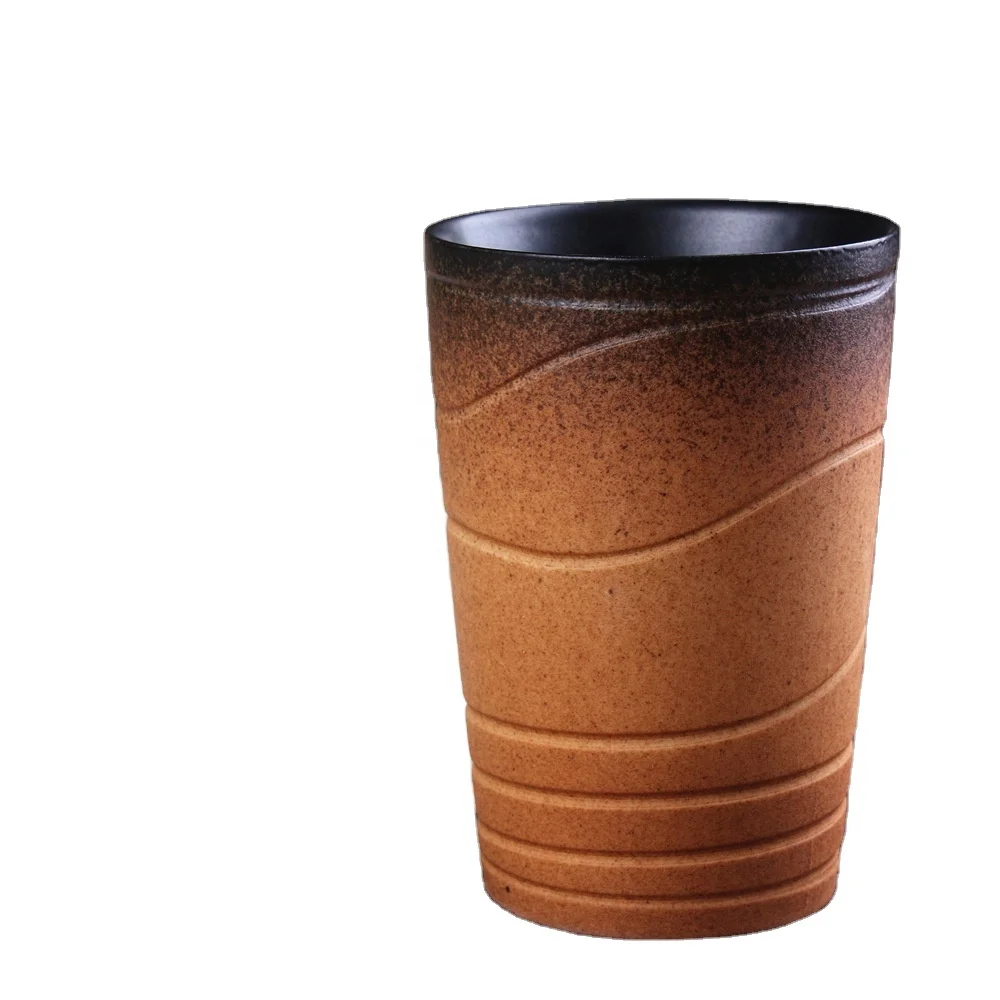 
Jingdezhen Handmade Creative Ceramic Water Cup Large Capacity Holding Cup Japanese Color Changing Knife Engraved 