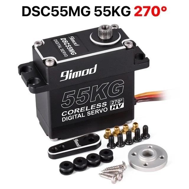 9imod 55kg Waterproof Servo IP67 180/270 Magnetic Sensor High Torque High Voltage Cordless Digital Servo DSC55MG Servo