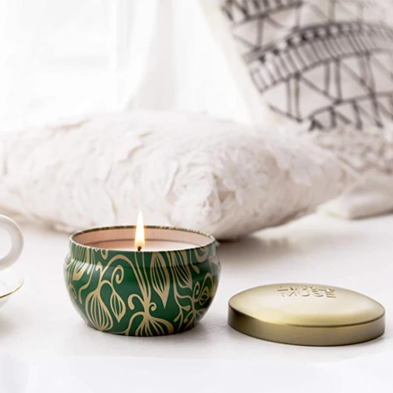 Mini Silver Travel Tin Box Handmade Natural Soy Wax Scented Candle Rose Home Decoration Packing Wholesale Cheap Custom Print