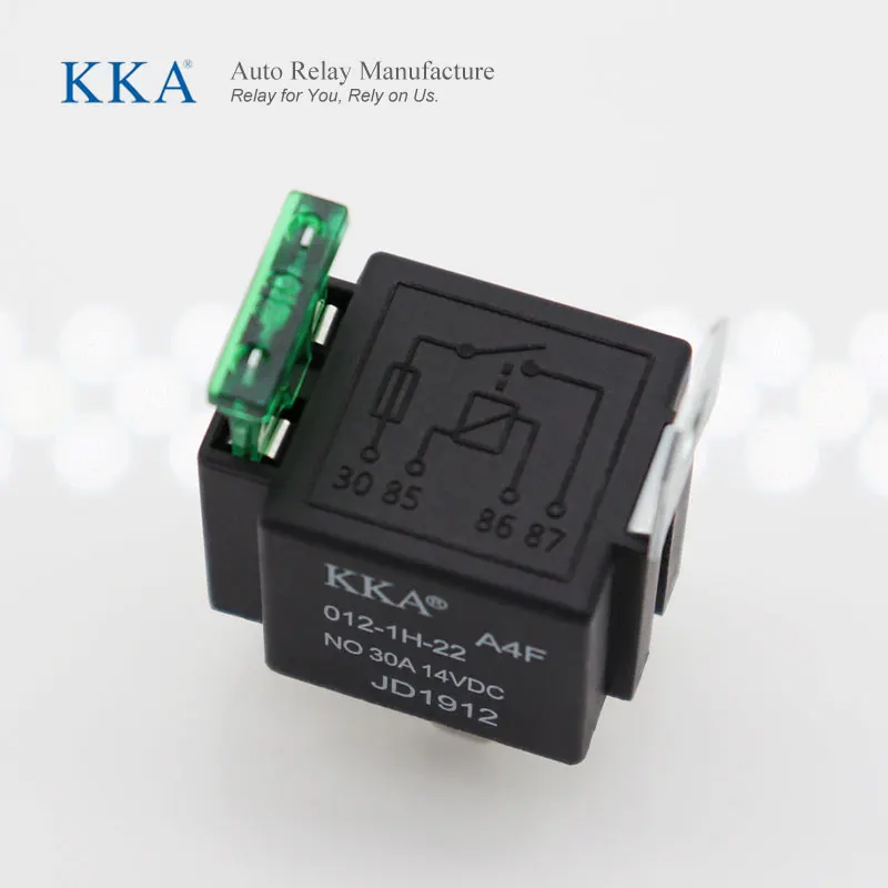 KKA-A4F 30A Automotive Fuse Relay 12V 4 pin, with Metal Bracket, JD1912 Car Relay