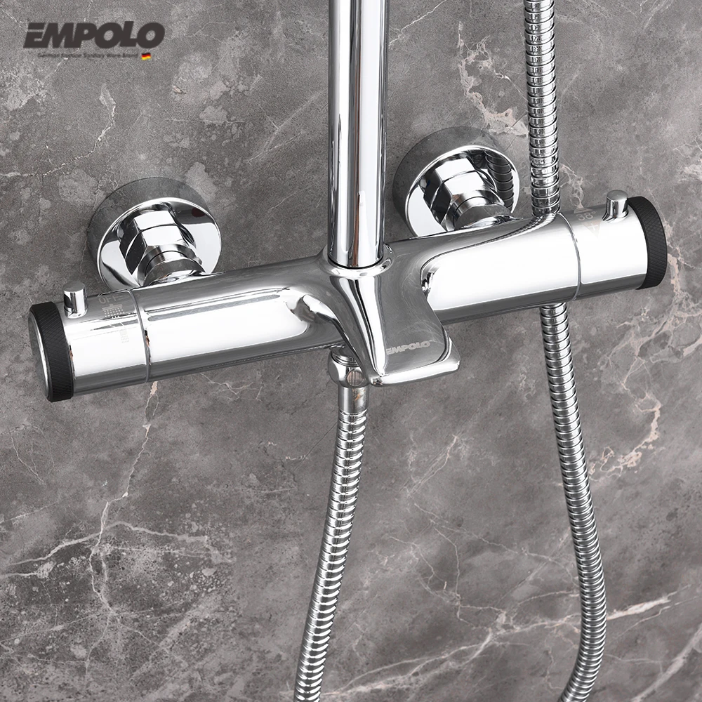 Exposed Thermostatic Shower Set Brass Sanitary Ware Bathroom Hotel Tap Mixer Shower