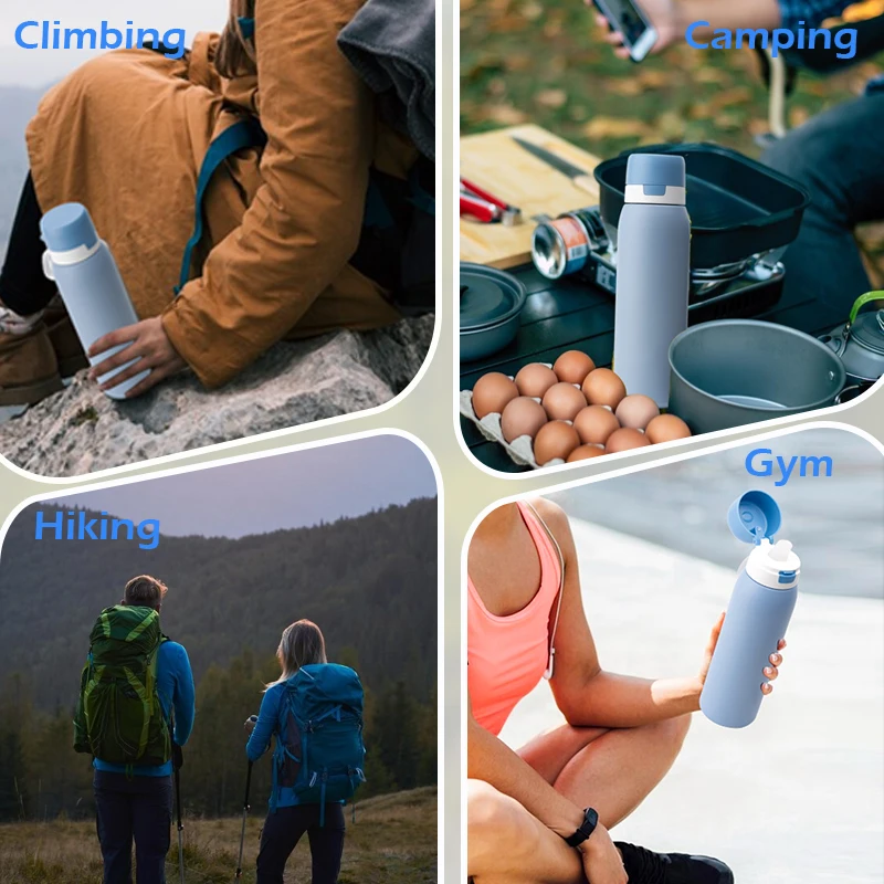 Factory Price 304 Stainless Steel Portable Outdoor Hiking Camping Drinking Self Filtering Activated Carbon Filtered Water Bottle