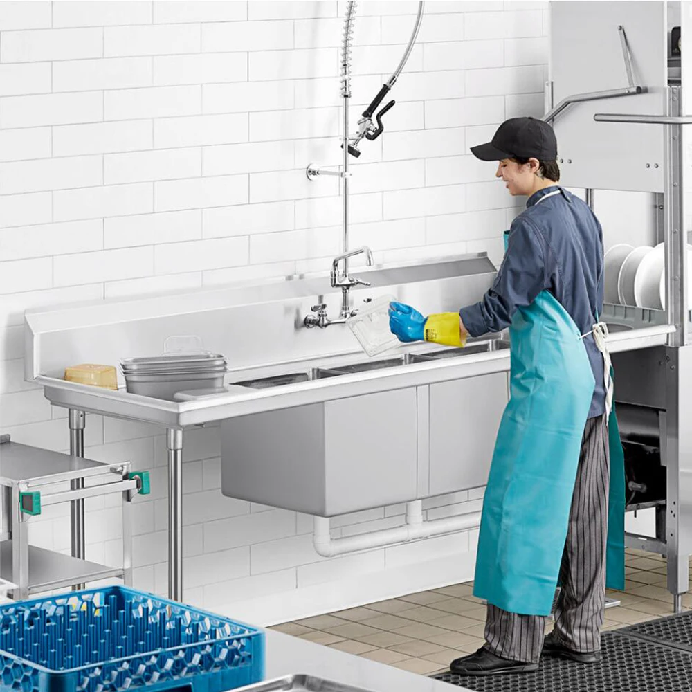 Stainless steel dirty/soiled dish table with Sink Bowls for Pass Through Dishwashers