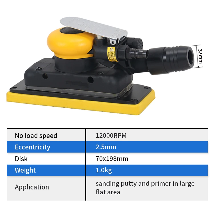 12000RPM pneumatic random air orbital sander mini palm sander for car sanding