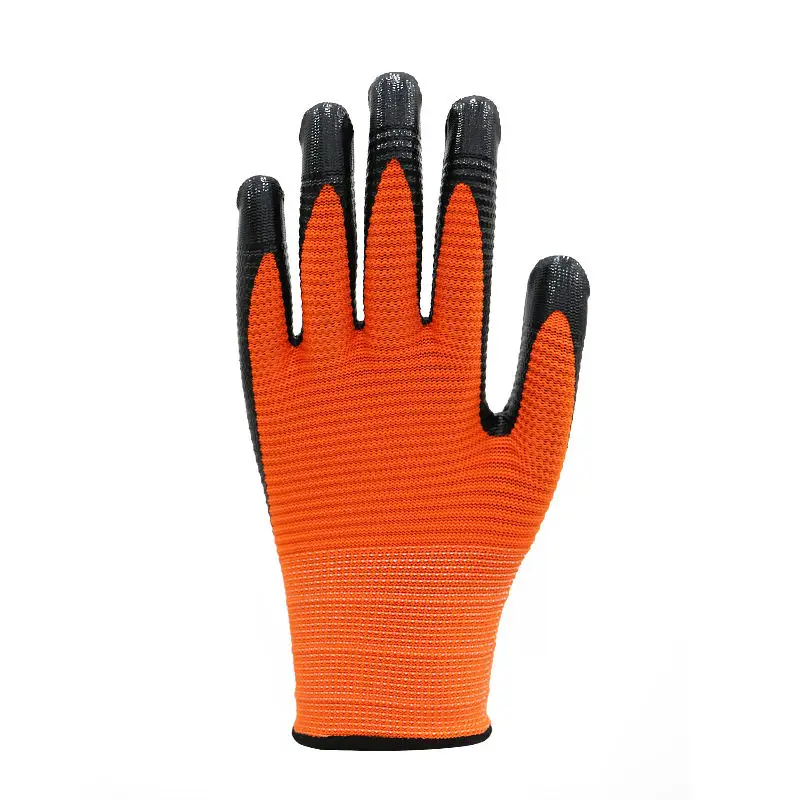 yellow Polyester Liner Liquid-resistance Gloves Anti Slip Zebra-print Nitrile Coated Work Gloves