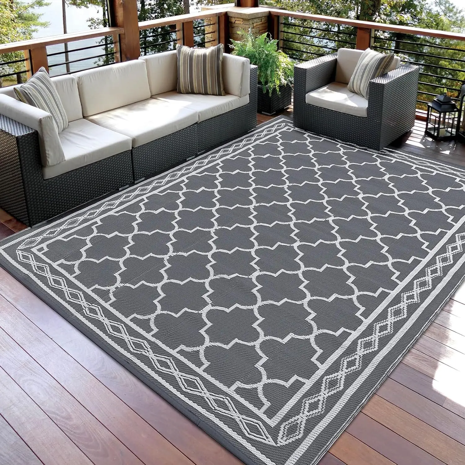 Manufacturers Direct Super Large Outdoor Travel Carpet Double-Layer Plastic Woven New Rug Self-Drive Tour Camping Picnic Muslim