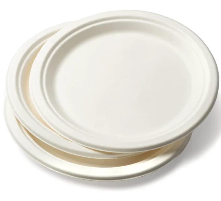disposable plates biodegradable sugarcane bagasse 6/9 inch round plate