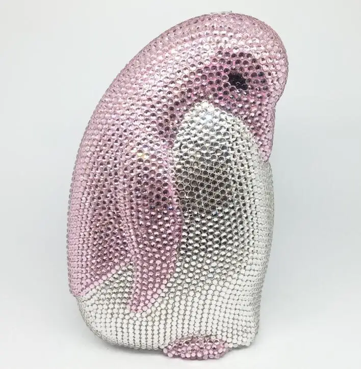 Tik Tok hot-selling animal crystal rhinestone handbag formal party bling jewelry Penguin-shaped diamond clutch wallet