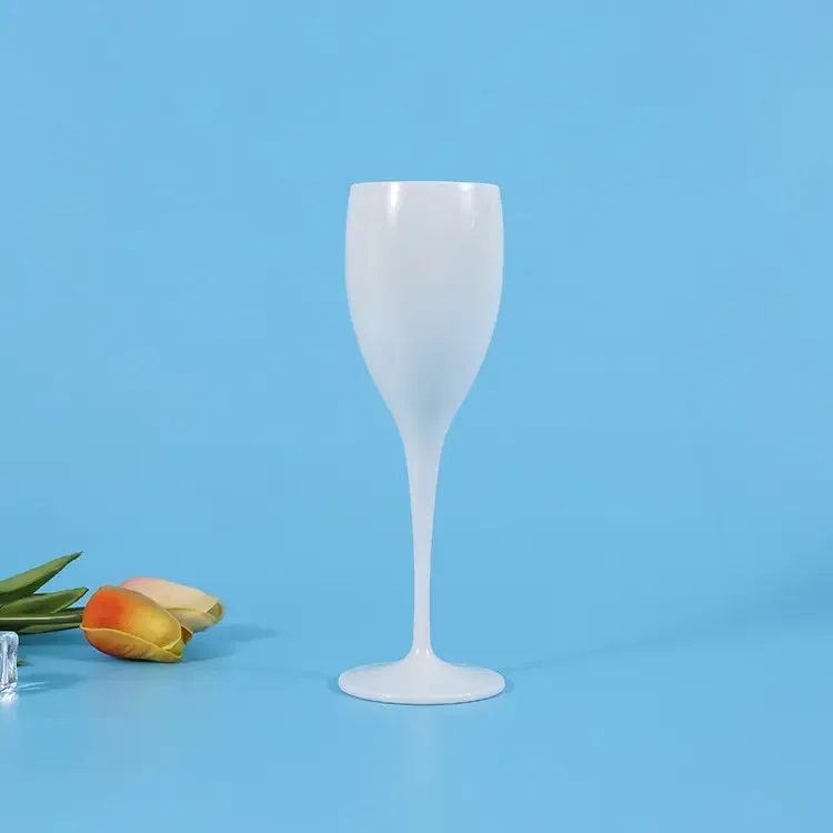 Customized Logo Colored Plastic Champagne Glass Party Acrylic Wine Glass Unbreakable Drinkware Polycarbonate Flutes Wine Cup
