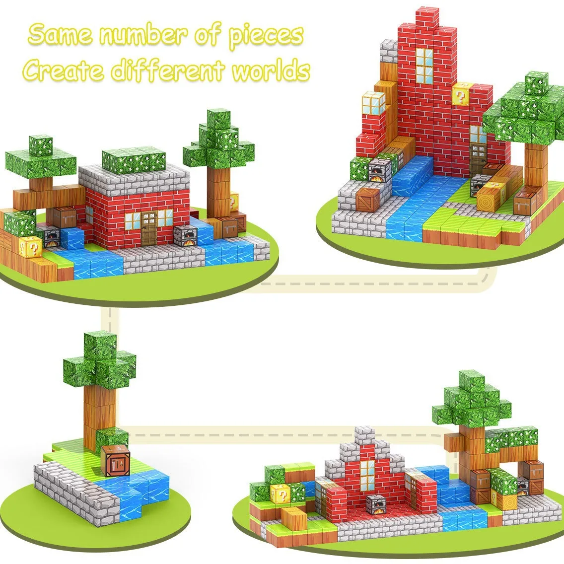 New design Build my crafts 2cm Magnet World Magnetic Tiles Building STEM Toys for Boys Girl Kids Toddler Toys for 3+ Years Old