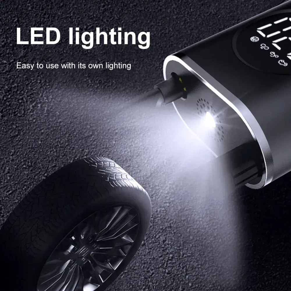 Mini Small Electric Tyre Inflator Handheld Air Pump Silent Digital Tire Inflator With Pressure Gauge For Car Tires Wireless Bike