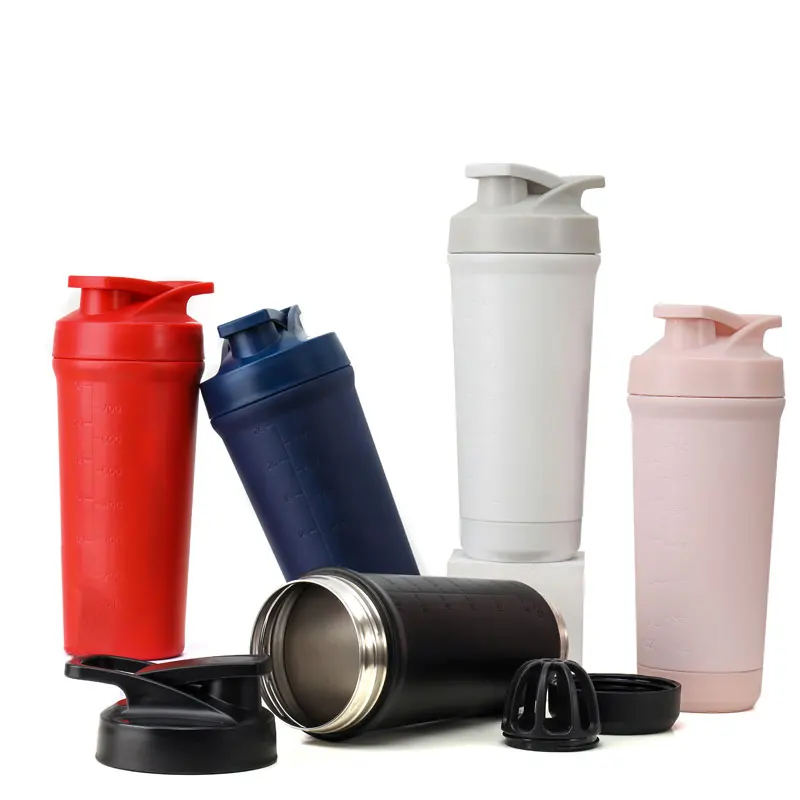 New Design Black Sport Water Bottles Smoothie Blender Gym Stainless Steel Protein Shaker Cup Bottle