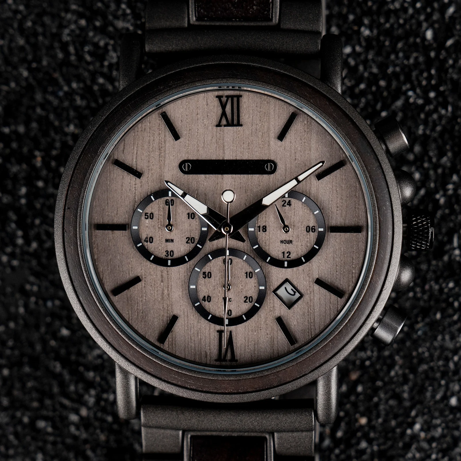 Luxury Wooden Wrist Watch Waterproof Metal Wood Watches Mens Sports Chronograph Quartz Wooden Watch For Men