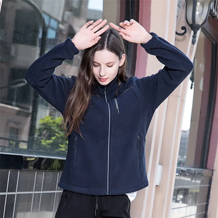 2021 Winter Custom Logo Fashion Casual Stand Collar Zipper Jacket Light Weight Women Polar Fleece Jacket