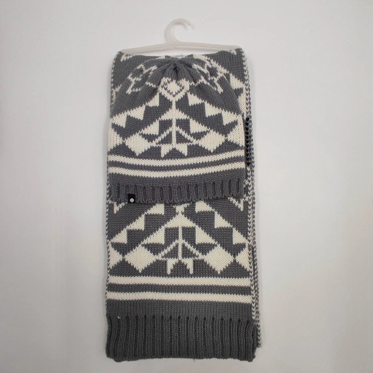 neckerchief yarn dyed winter jacquard neckerchief scout custom jacquard dot women winter hat and scarf set
