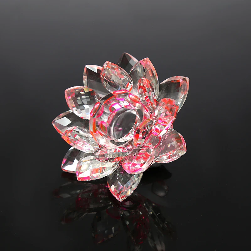CJ-Hot Sale Colorful Crystal Tea Light Candlestick Holder Crystal  Flower Lotus Candle Holders