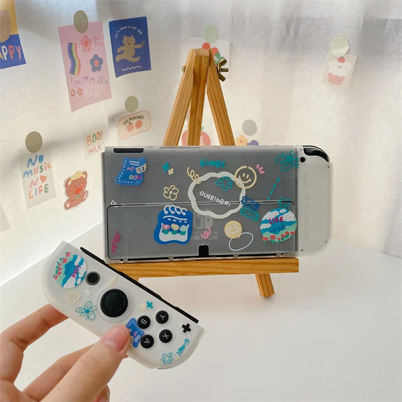 Противоударный нескользящий чехол из ТПУ с мультяшным рисунком для Nintendo Switch Oled