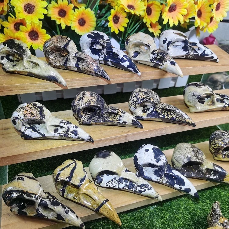 Crystals Carving Crow 8cm Picture Jasper Crow Skulls