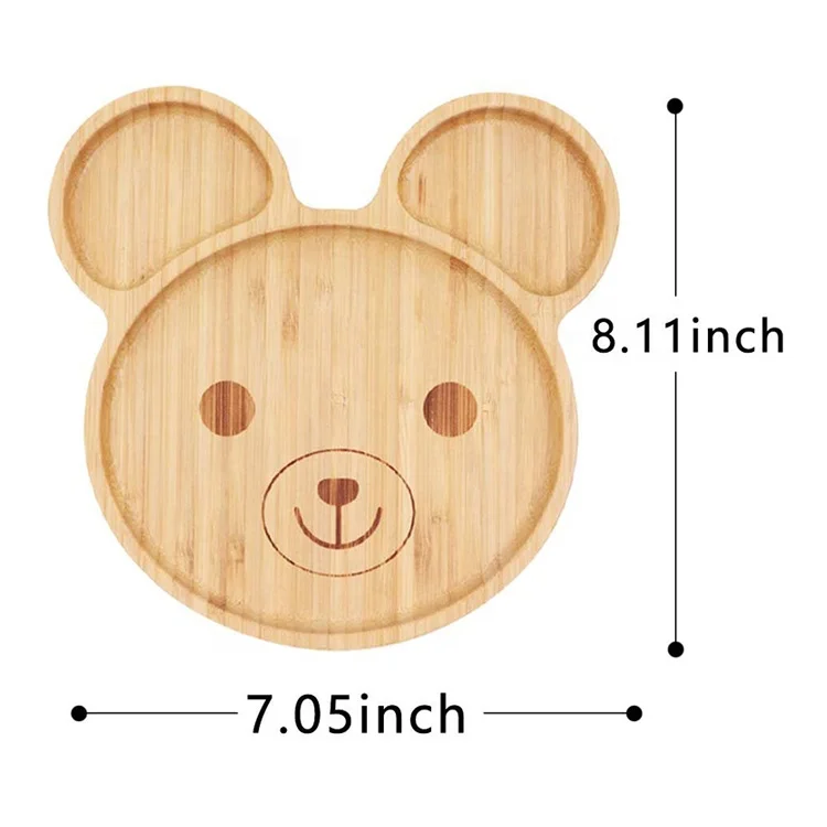 Bamboo Kid Plate Bamboo Dinner Tableware for Baby Natural Kitchenware Dishes & Plates 9 X 8.7 X 1.1 Inches Irregular Stocked