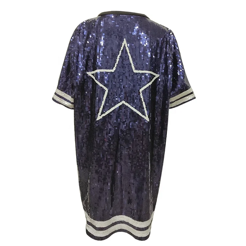 YIZHIQIU Sequin Jersey Dress Women Custom Dallas Cowboys jersey