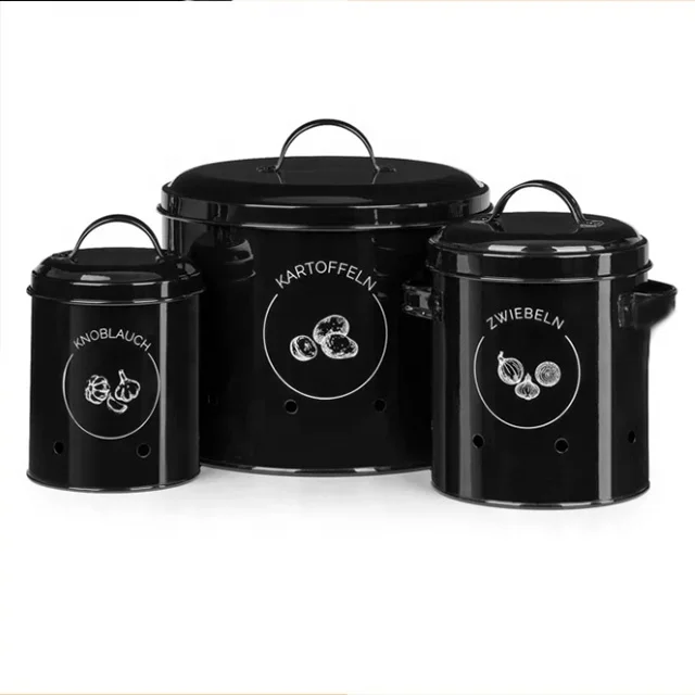 Farmhouse Round Metal Vegetable Bin Kitchen Potatoes Onion Garlic Storage Box kitchen garlic potato onion keeper Container