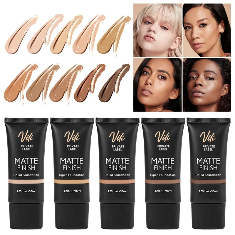 Private label liquid foundation waterproof and matte 10 colors foundation