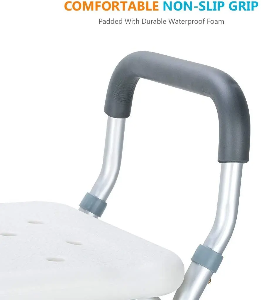 ningbo hospital shower seat with Back and Arms Weight Capacity 300LBS shower stool bathroom chair wholesale